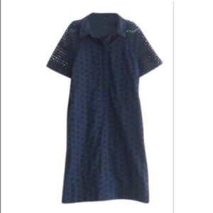 J. Crew Navy Eyelet Popover Shirtdress